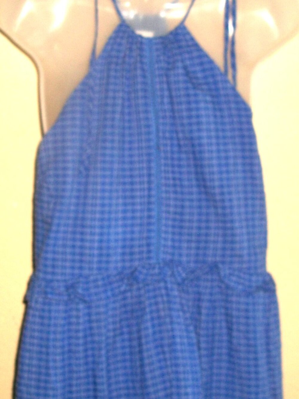 Lovers & Friends Summery Blue Cotton Ruffly Short Halter Dress SMALL